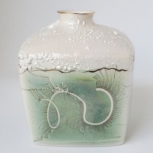 Cherish Porcelain Vase Sorrento, BC Canada Porcelain Studio Green Gold Accents